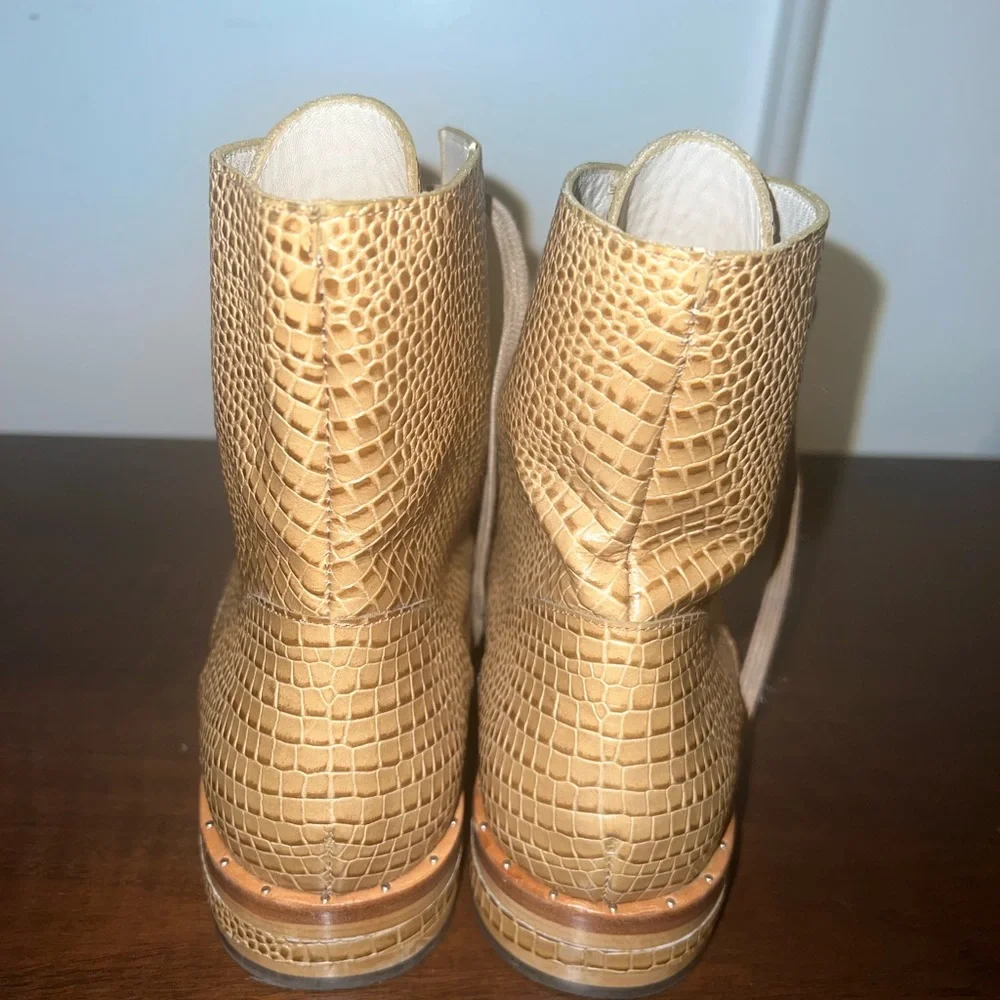 Freda Salvador croc embossed tan boots - Picture 2 of 5